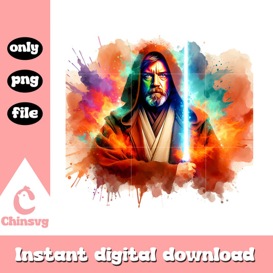 Obi-wan kenobi watercolor design png, star wars obi-wan kenobi png