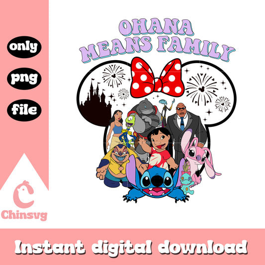 Ohana means family characters png, minnie mouse head​ png