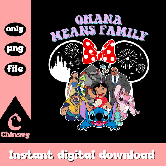 Ohana means family minnie ears png, lilo stitch characters​ png