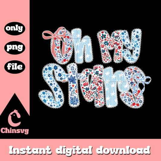 Oh my stars coquette png, Oh my stars red and blue png