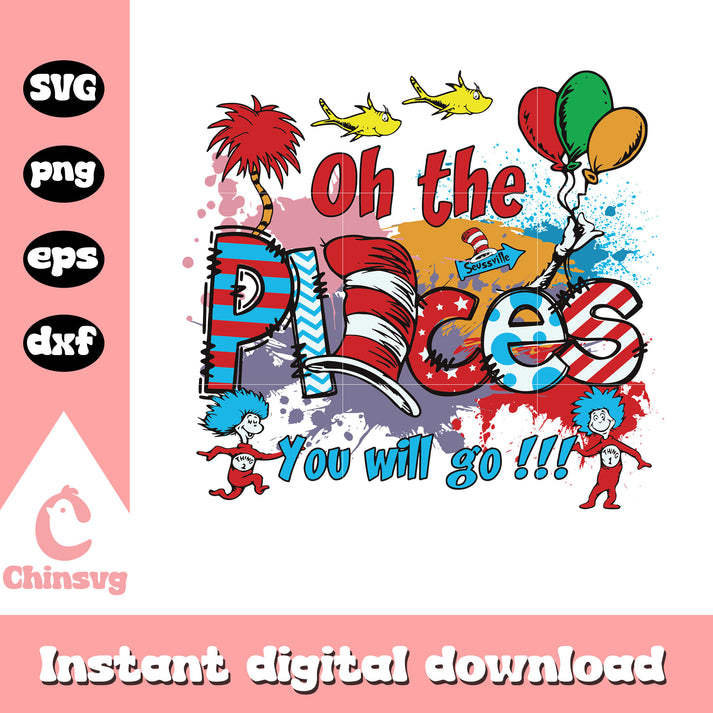 Talorine Wimpelkette „Oh The Places You’ll Go“ – Glitzernder Banner Für Abschluss, Geburtstag & Reise-Partys