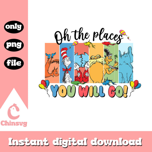 Oh the place you will go png, dr seuss png, cartoon character png