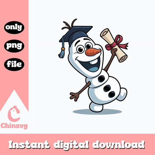 Olaf Graduation PNG, Frozen Disney Grad PNG, Snowman PNG