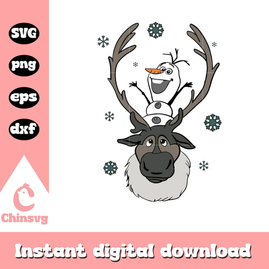 Olaf and Sven characters svg, frozen movie characters svg