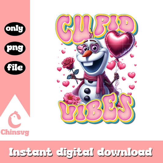 Olaf frozen cupid vibes valentine design png, olaf frozen​ png