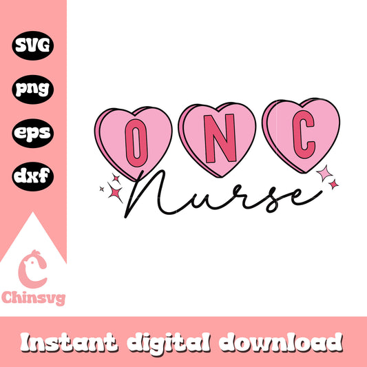 Onc nurse candy heart valentines svg, nurse valentine svg