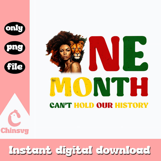 One Month Cant Hold Our History PNG, Black History PNG, Black Woman PNG