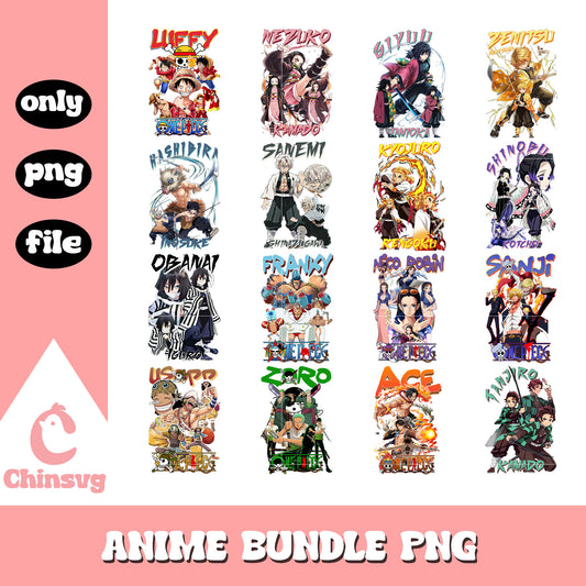 One piece x demon slayer poster bundle png