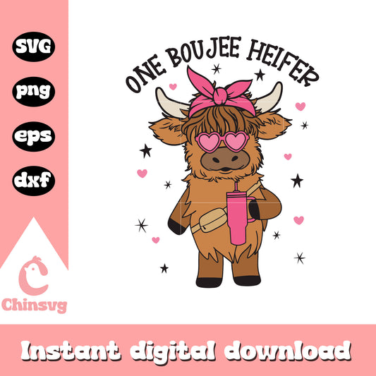 One boujee heifer svg, highland cow svg, heifer valentine svg