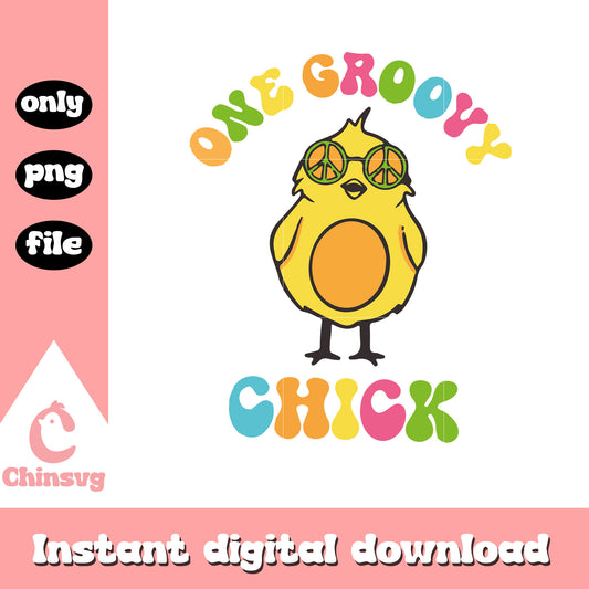 One groovy chick easter logo design png, easter chicken​ png