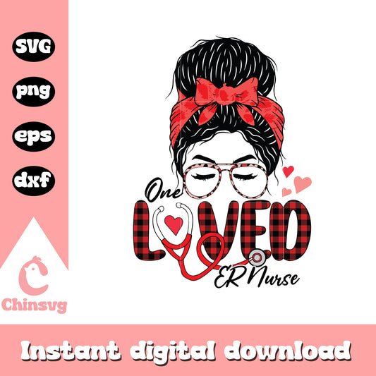 One loved er nurse girl and bow svg, nurse svg, valentine svg