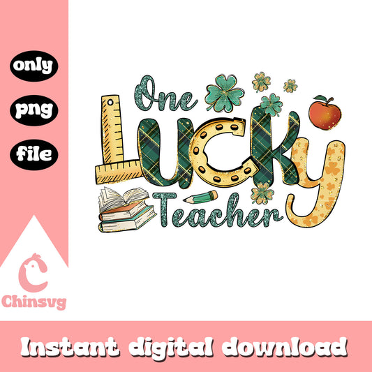 One lucky teacher design png, happy saint patricks day png