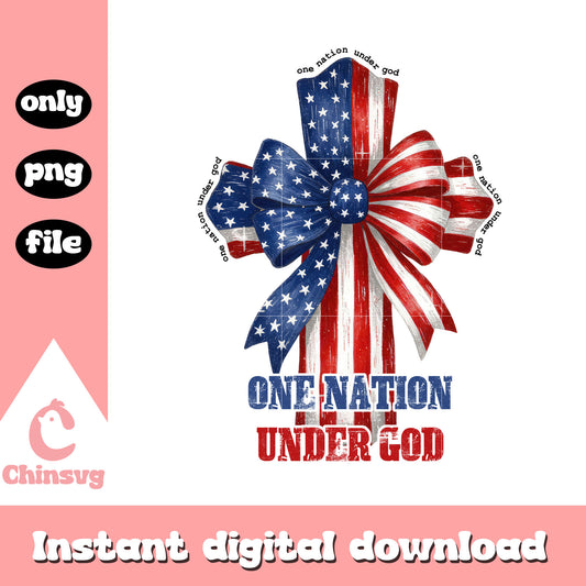 One  nation under god america cross design png, 4th of july design png