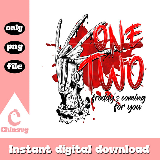 One two freddy coming's for you hand png, freddy krueger png