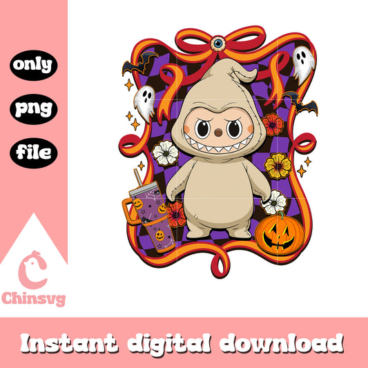 Oogie boogie halloween labubu bow png, oogie boogie cartoon png