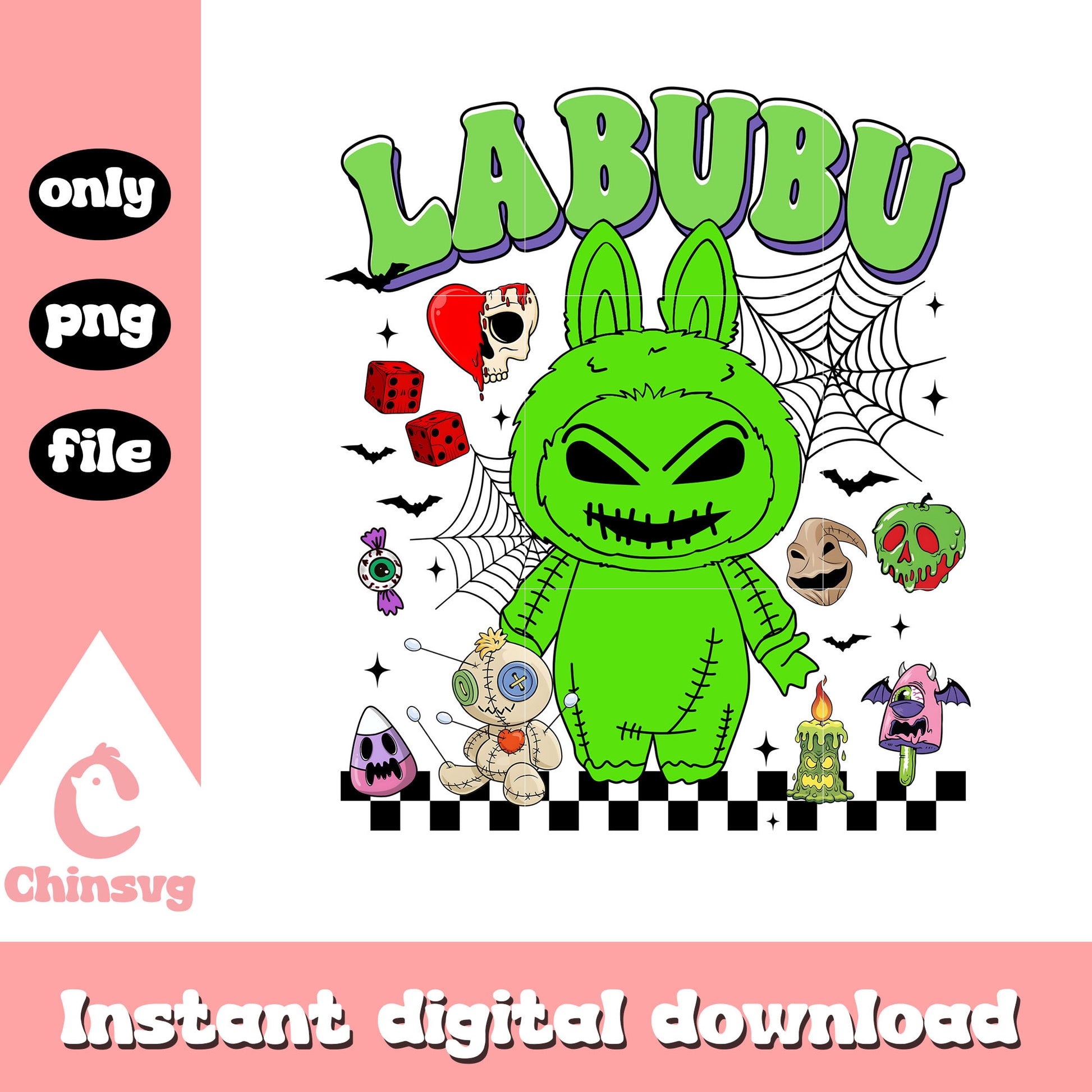 Oogie boogie labubu halloween design png, oogie boogie halloween png