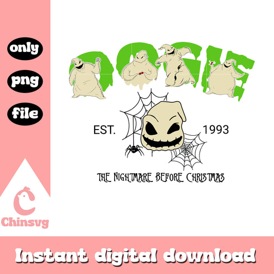 Oogie face est 1993 nightmare design png, oogie boogie character png