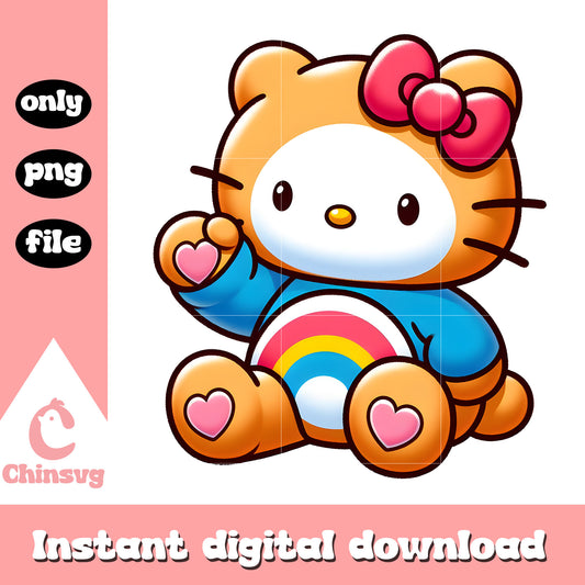 Orange bashful heart bear hello kitty png, care bears png