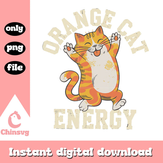 Orange cat energy design png, cute cats png, orange cat png