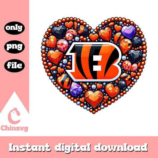 Orange diamon heart bengals png, cincinnati bengals nfl​​ png