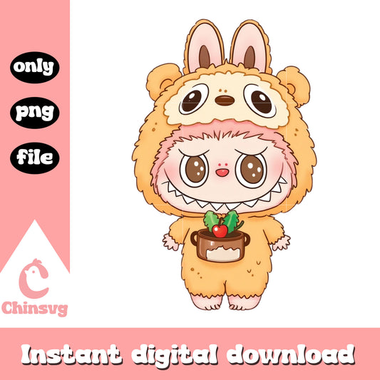 Orange labubu costume design png, labubu orange png