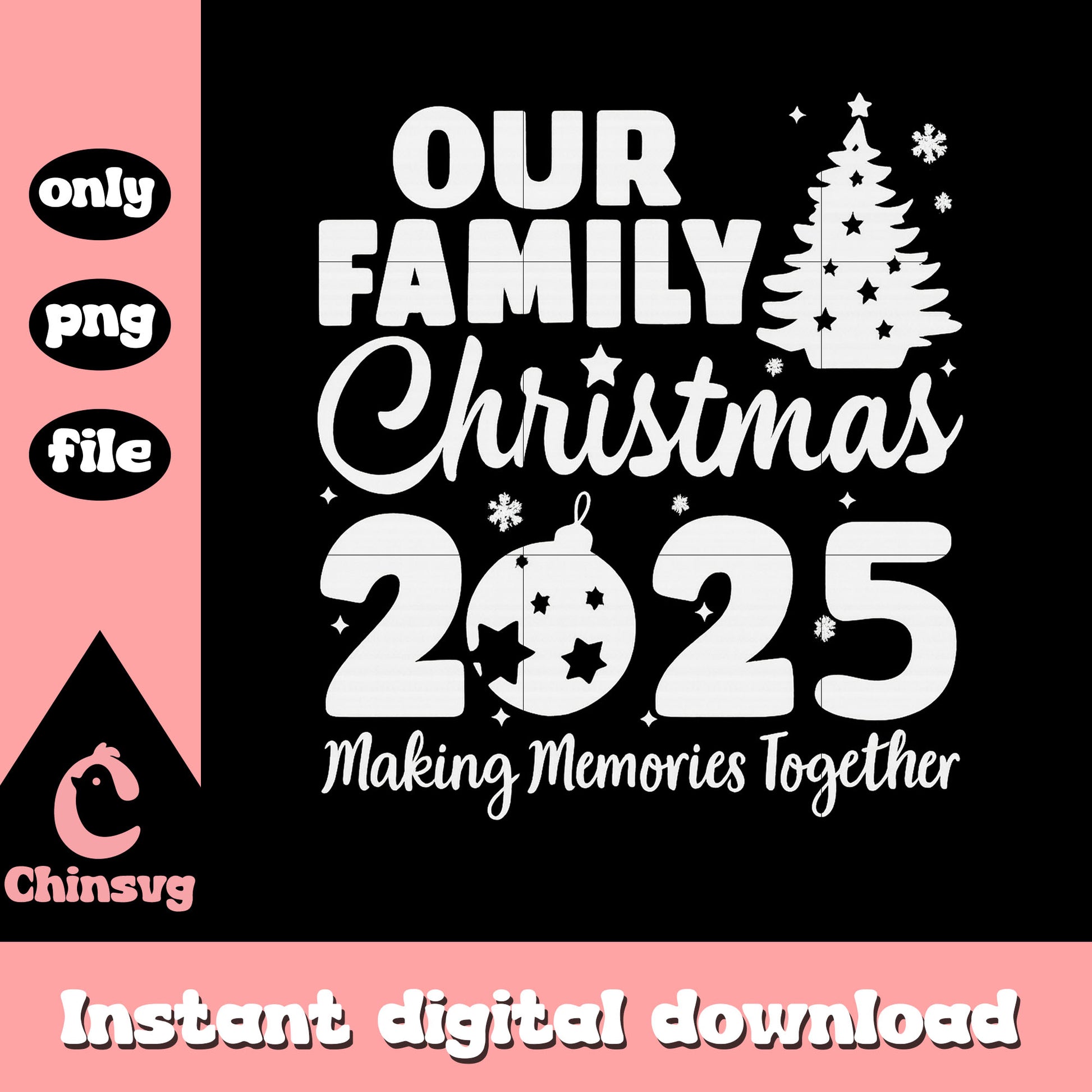 Our family christmas 2025 white png