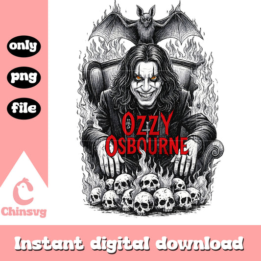 Ozzy osbourne bat fire design png, rip ozzy osbourne png