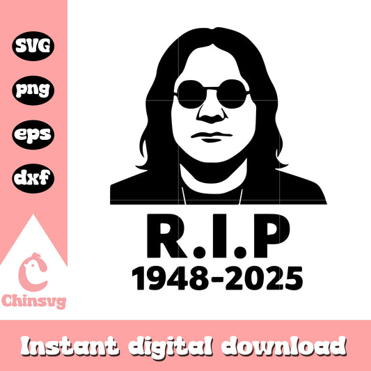 Ozzy osbourne rip black and white svg, vintage music svg