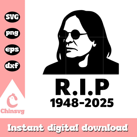 Ozzy osbourne rip black white design svg, rock band svg
