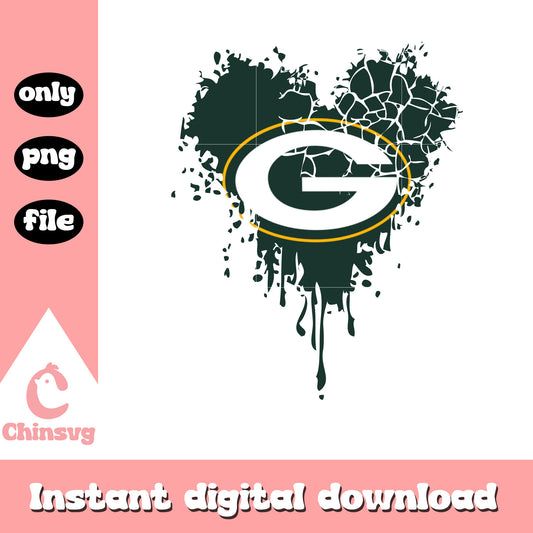 Packer heart logo retro design png, Green Bay Packers png