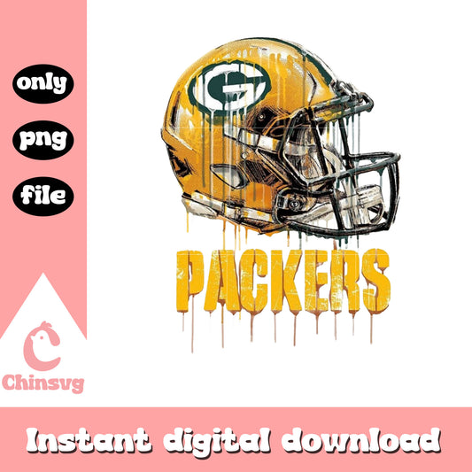 Packers drip art football helmet png, Green Bay Packers png