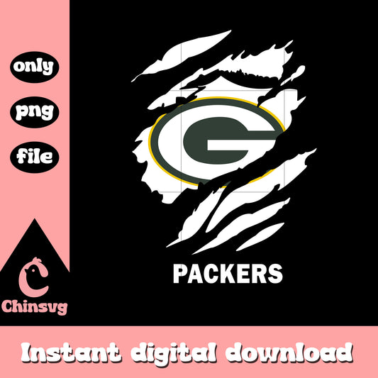 Packers logo white paint png, nfl green bay packers​ png