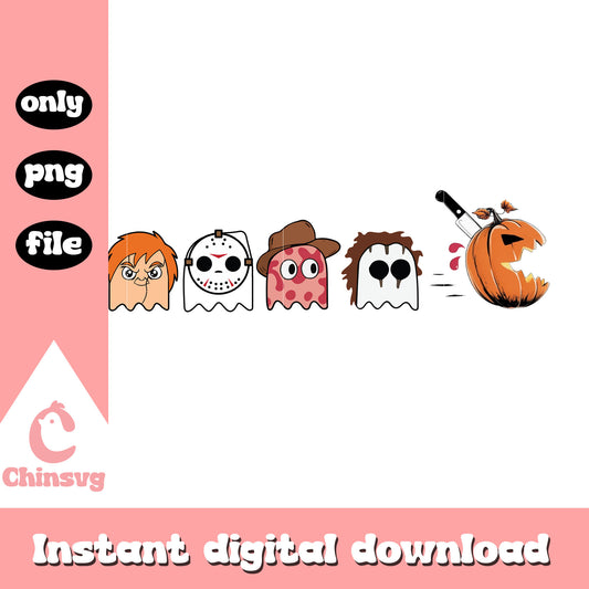 Pacman horror characters halloween design png, pacman png