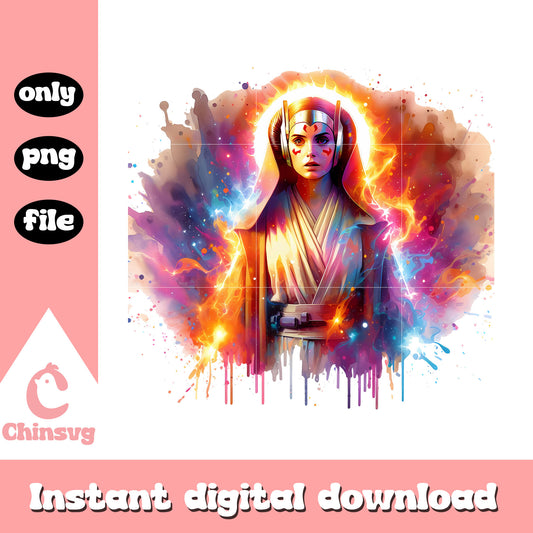 Padmé amidala posing watercolor design png, padmé amidala png