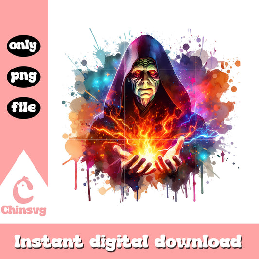 Palpatine watercolor design png, star wars palpatine png