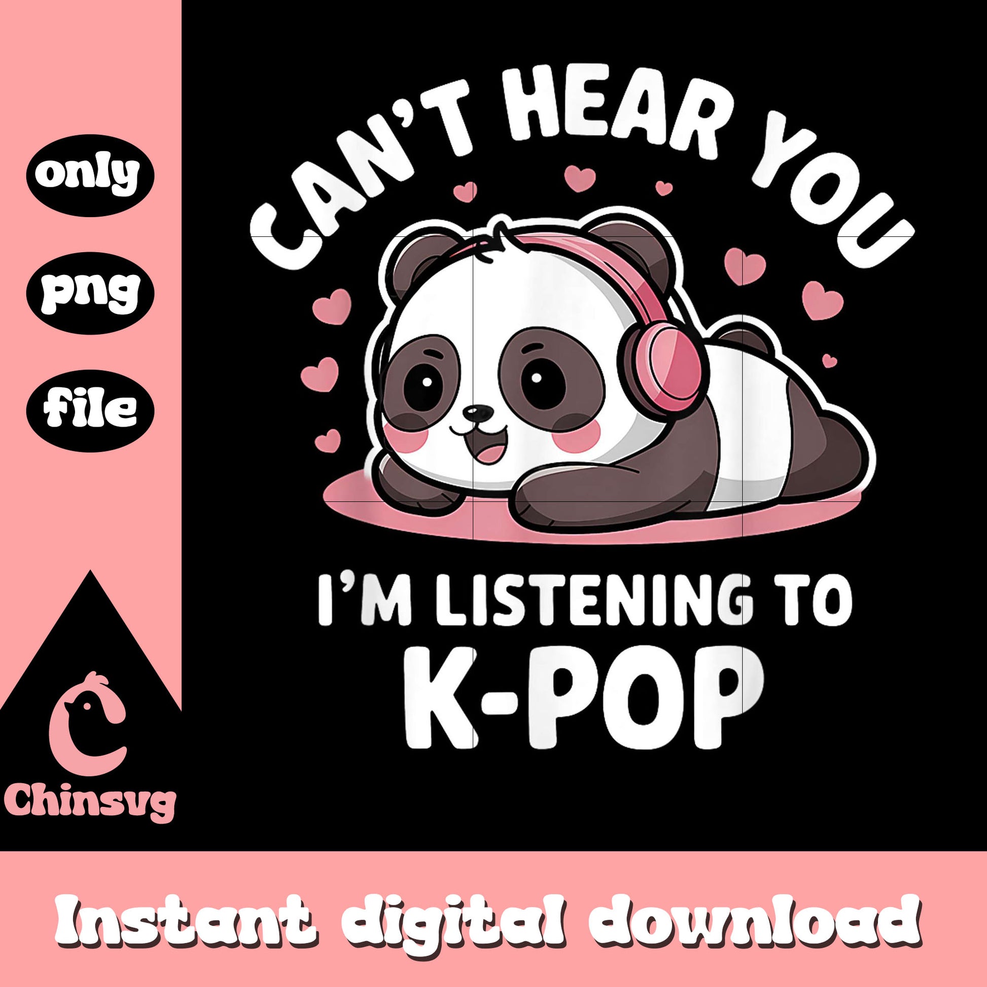 Panda can't hear you i'm listening kpop png, kpop idols png