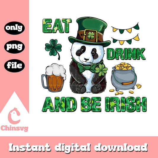 Panda eat drink and be irish png, st. patrick's day png