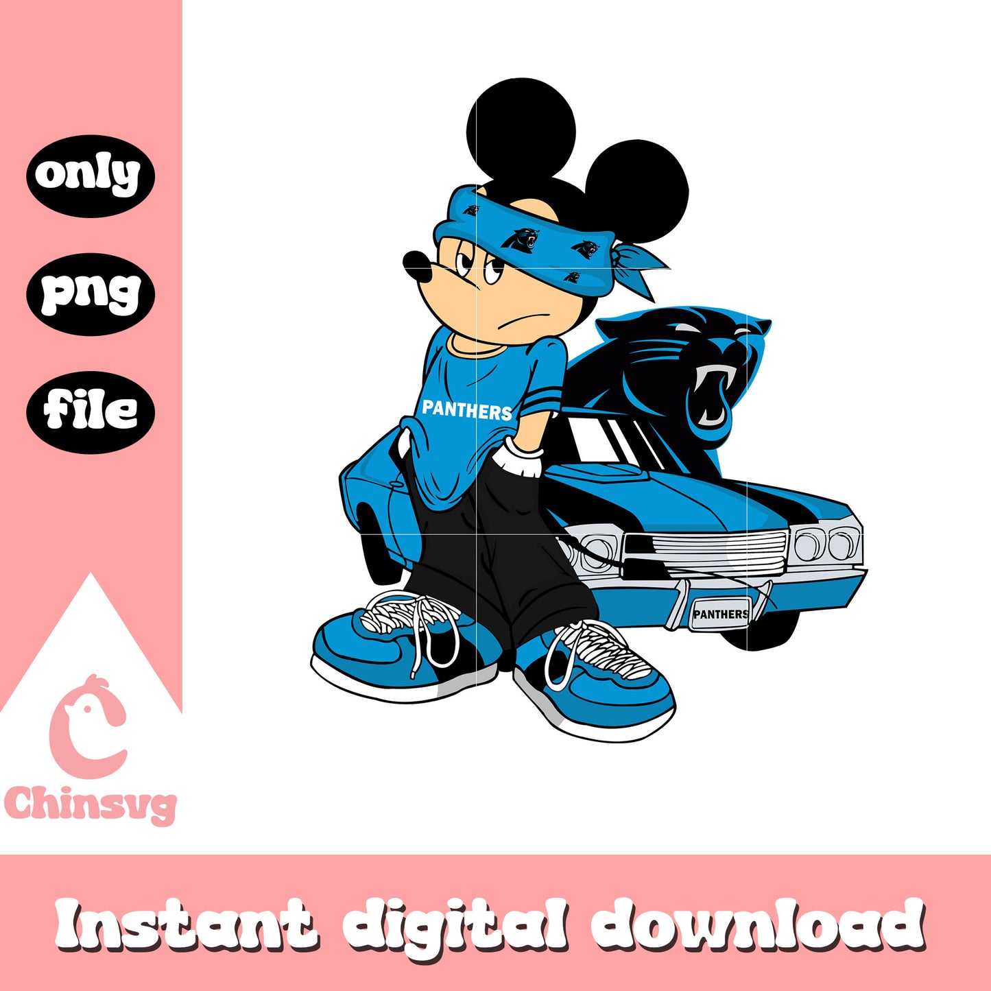 Panthers mickey style logo png, carolina panthers nfl ​png
