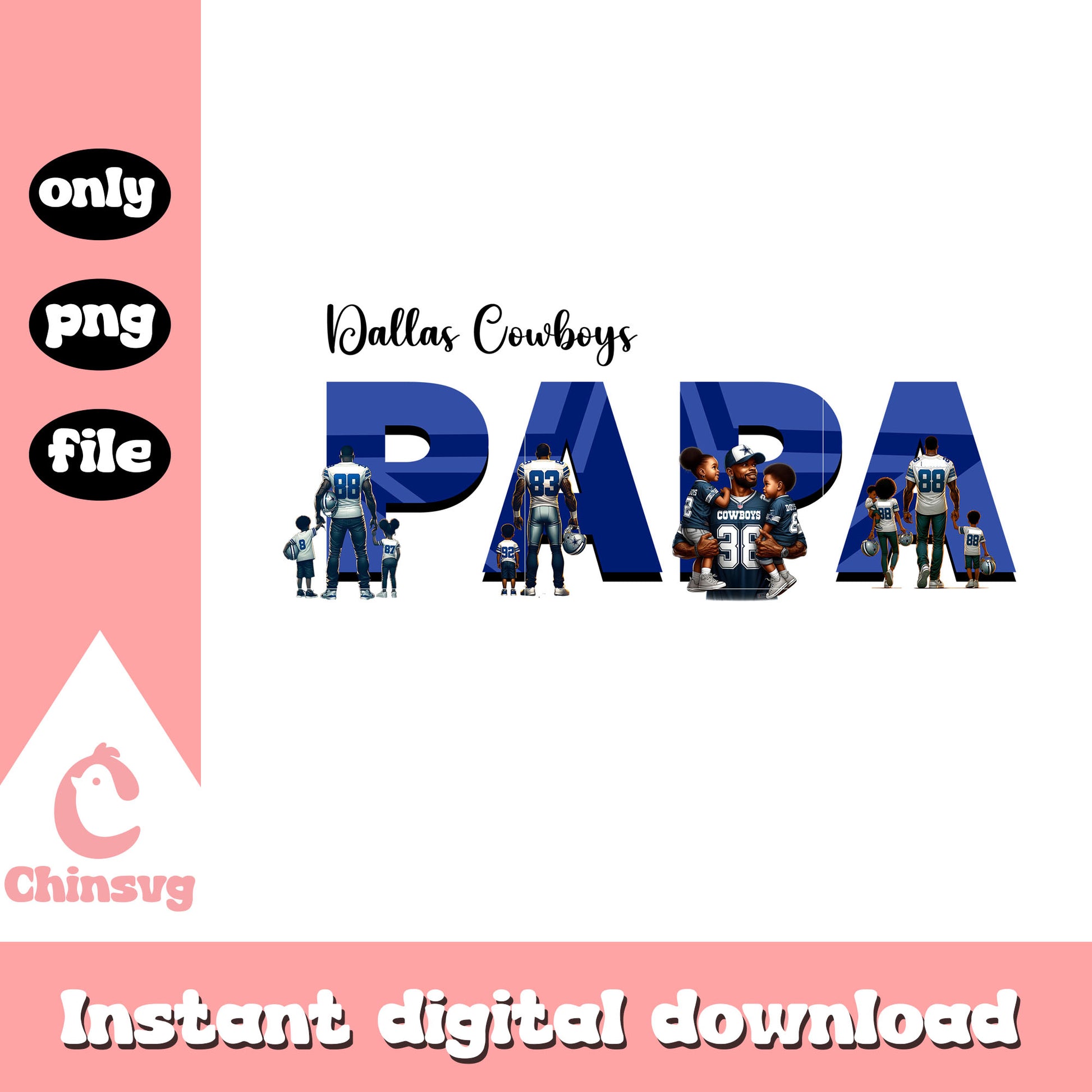 Papa Dallas Cowboys logo design png, best dad ever png
