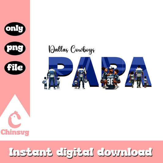 Papa Dallas Cowboys logo design png, best dad ever png