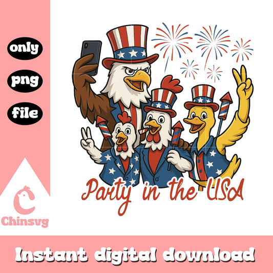 Party in the USA Patriotic Rooster PNG-01