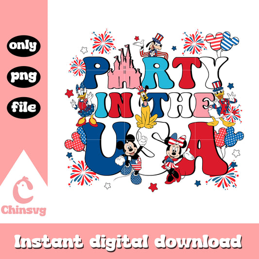 Party in the USA disneyland png, mickey and friends png