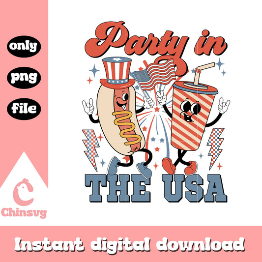 Party in the USA hotdog png, hot dog in 4th of july png