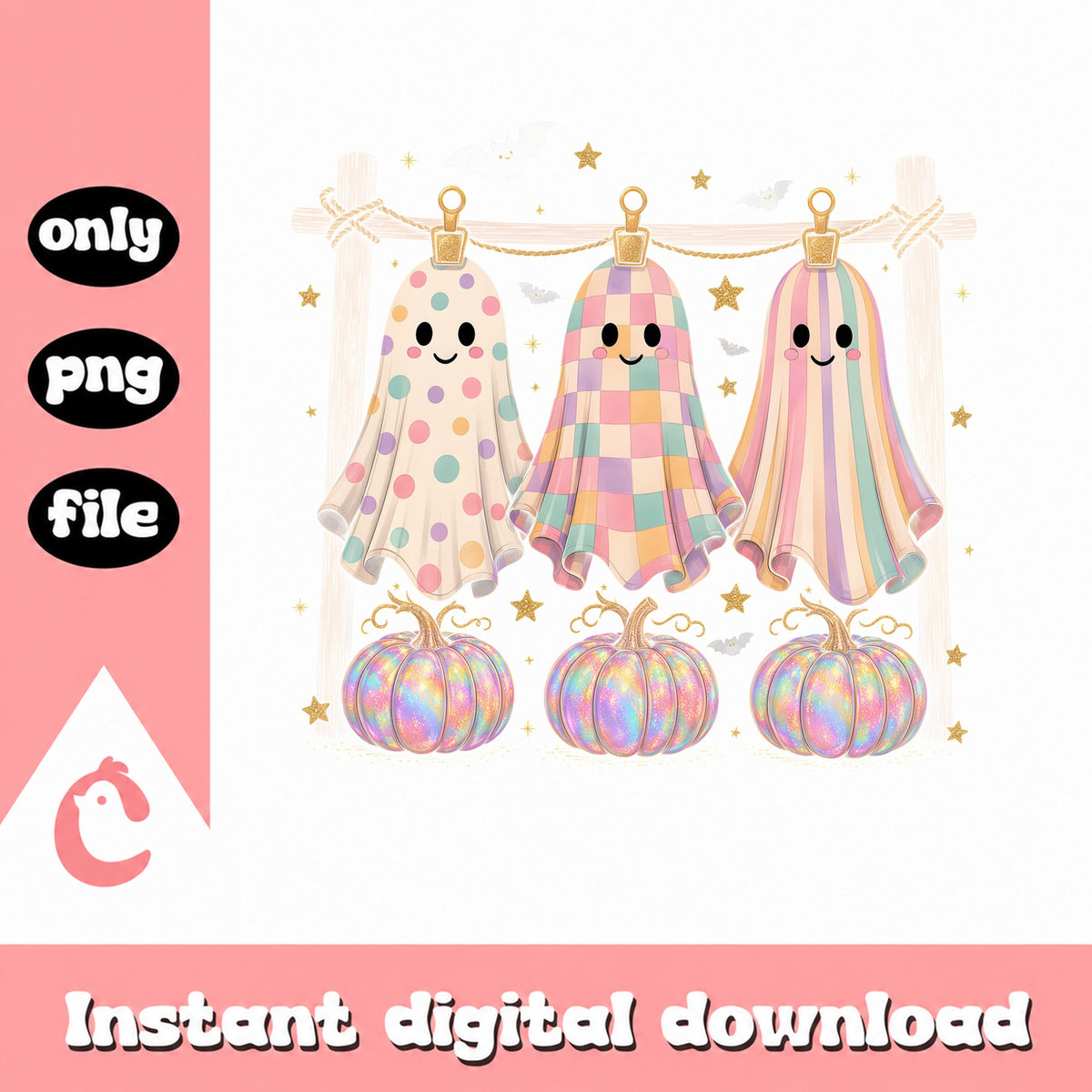 Pastel Halloween Ghost PNG, Cute Ghost Pumpkin PNG, Halloween PNG