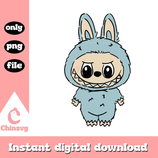 Pastel blue labubu cute doll design png, labubu blue color png