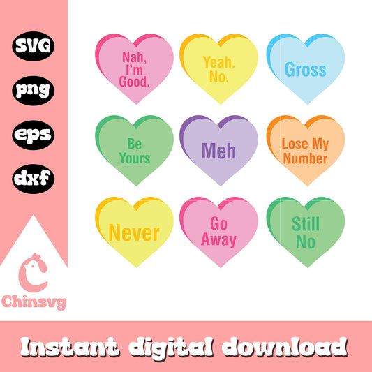 Pastel candy heart valentine svg, candy svg, valentine day svg