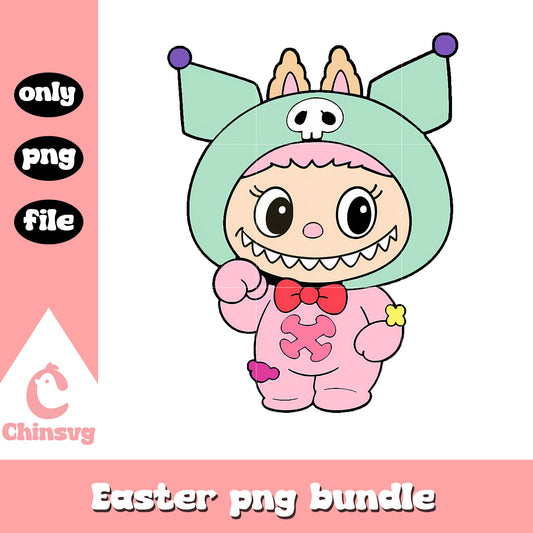 Pastel pink kuromi labubu cute doll drawing png, kuromi drawing png