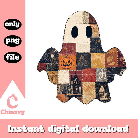Patchwork halloween ghost design png, halloween decorations png