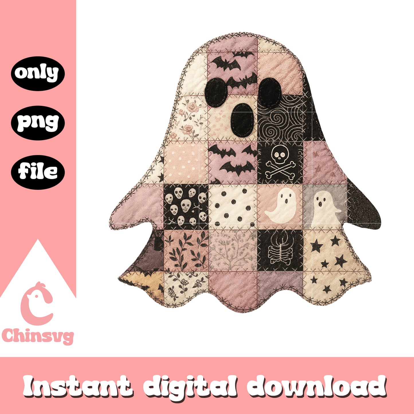 Patchwork halloween ghost png, halloween ghost png