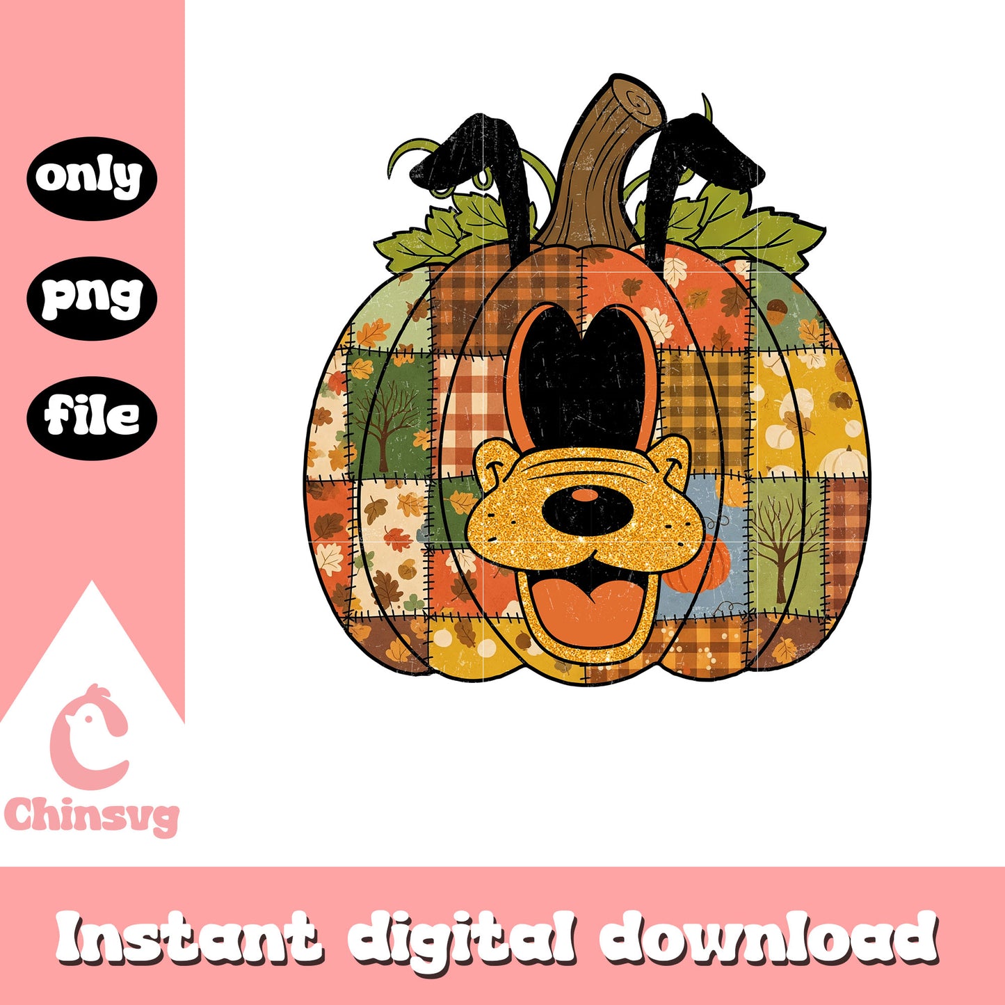 Patchwork pluto dog face halloween png, halloween pluto png